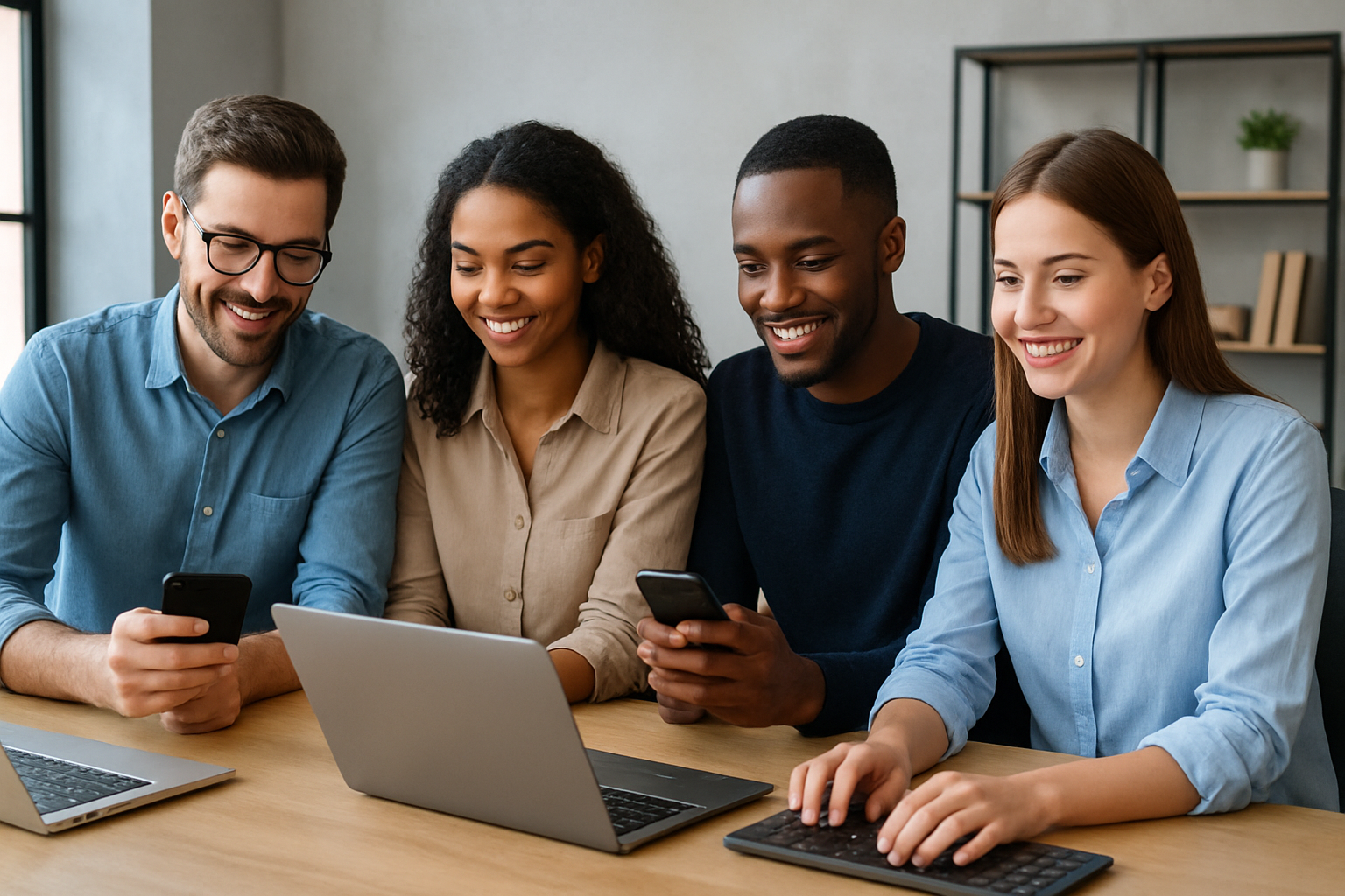 Team of mobile app developers at a leading mobile app development company