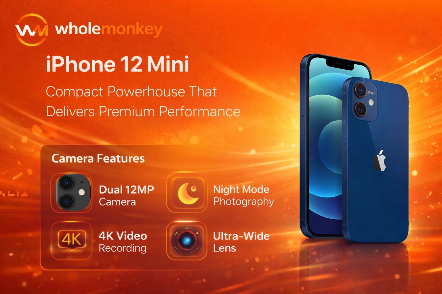 iPhone 12 mini front view with Super Retina XDR OLED display"