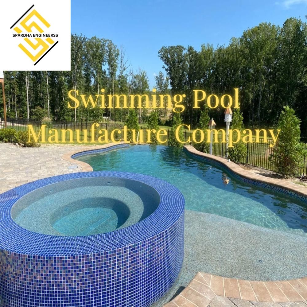 Swimming pool manufacturing project with modern design, blue mosaic tiles, and advanced filtration system by professional pool manufacturer