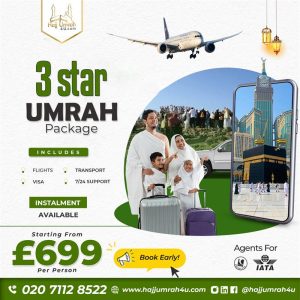 Umrah Booking from UK with Cheap 3 Star Umrah Packages